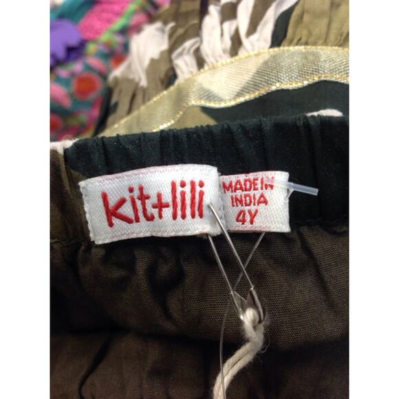 kit + lili Girls Skirt Size 4 Brown‎ Black Floral Print Ribbon Trim Cotton NEW - Picture 4 of 5